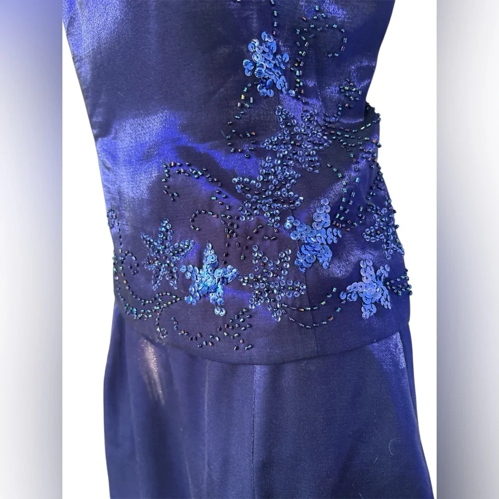 STUNNING Alex Evenings Color Change Mermaid Trail Embellished Evening Gown Set